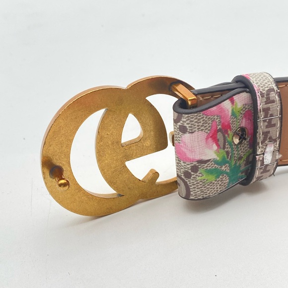 Gucci GG Supreme Monogram Blooms Print Interlocking G Belt- 105 CM L - Picture 10 of 11